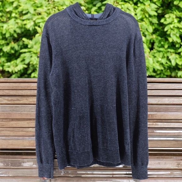 Michael Michael Kors Heather Blue Linen Blend Lightweight Hooded Long Sleeve M - Picture 1 of 9